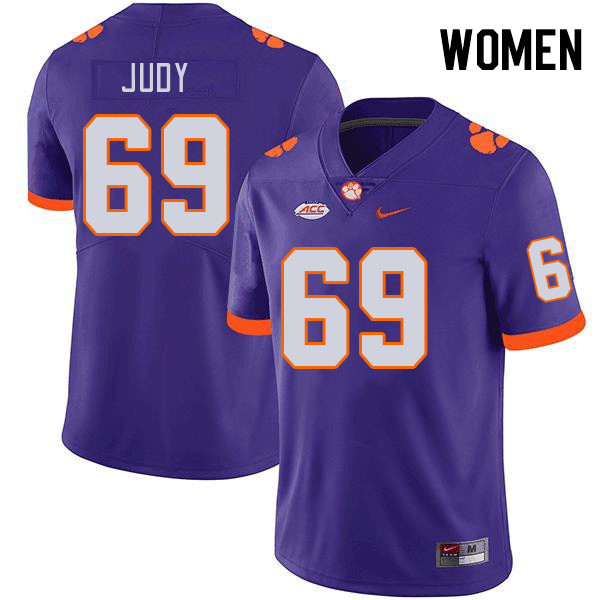 Women #69 Sam Judy Clemson Tigers College Football Jerseys Stitched-Purple